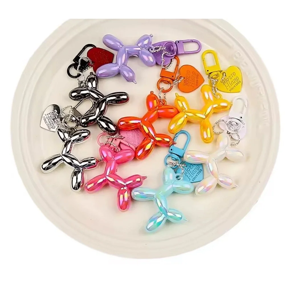 NEW Iridescent‎ Purple Balloon Dog Keychain Purse Charm Y2K